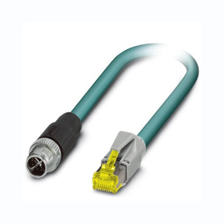 MOXA 1-Meter X-Coded M12-To-Rj45 Cat-5E Utp Gigabit Ethernet Cable, 8-Pin CBL-M12XMM8PRJ45-BK-100-IP67